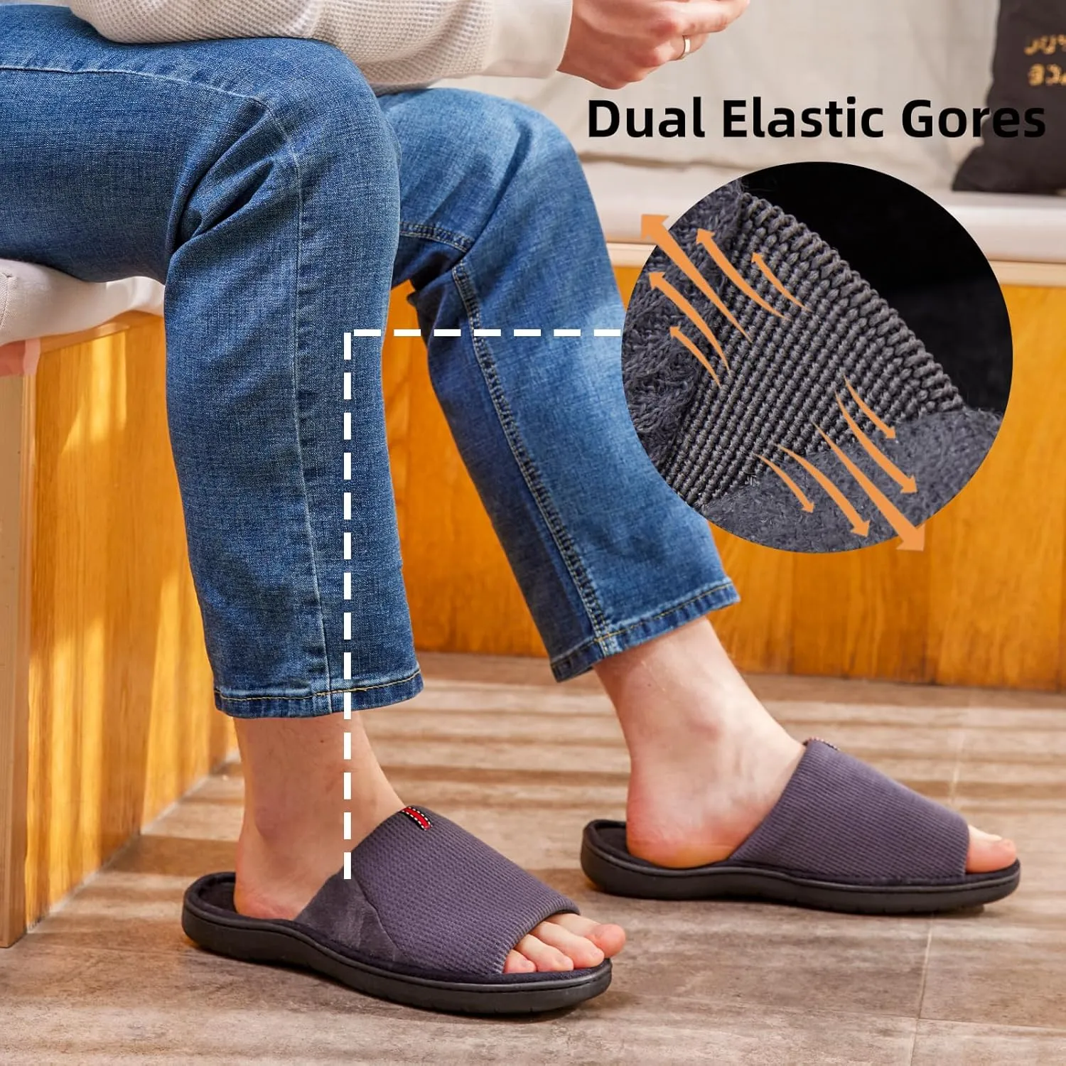Magtoe Men's Slip-on Slippers Open Toe Home Non-Slip Home Slippers Memory Foam Slippers for Men
