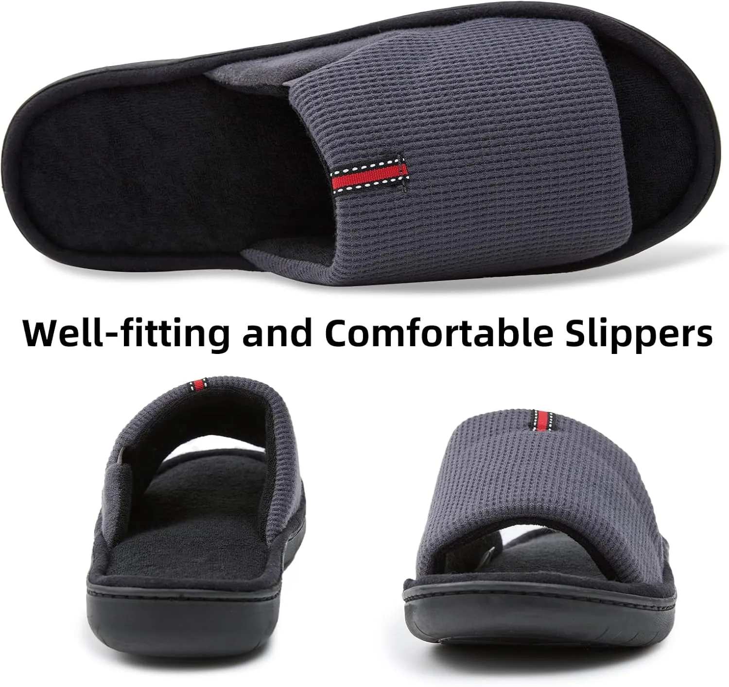 Magtoe Men's Slip-on Slippers Open Toe Home Non-Slip Home Slippers Memory Foam Slippers for Men