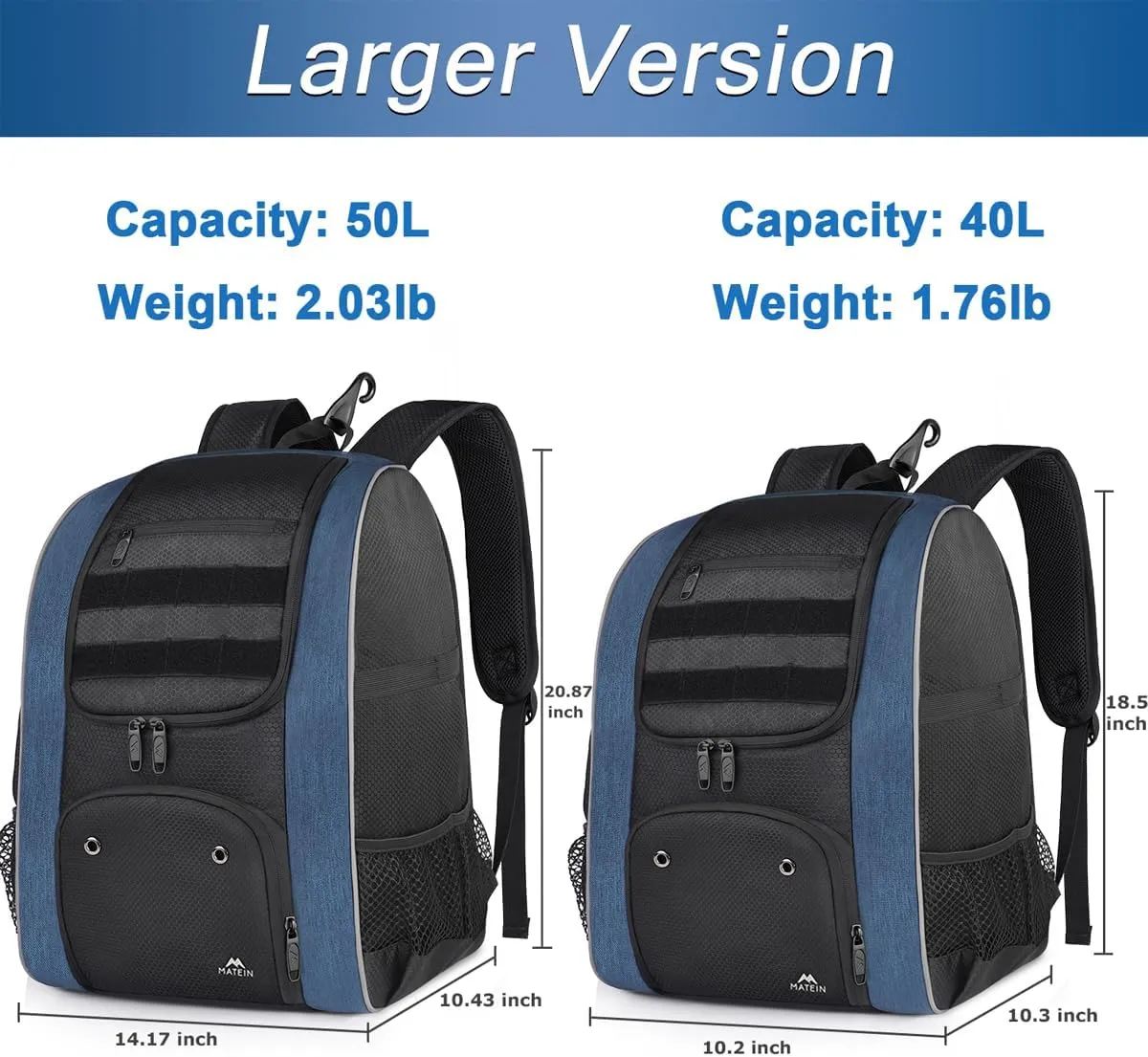 MATEIN Baseball Backpack, Lightweight Softball Bags with Shoes Compartment for Men, Large Capacity Baseball Bag Gifts for Adults with Fence Hook Hold 4 Tee Ball Bats, TBall Gear, Helmet