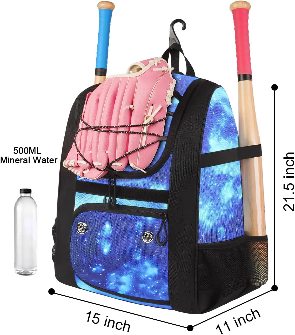 MATEIN Softball Bag, Lightweight Baseball Backpack with Shoe Compartment, Baseball Bag with Fence Hook for TBall Bat & Equipment, Softball Gifts Catchers Backpack for Women Fit Batting Glove, Helmet