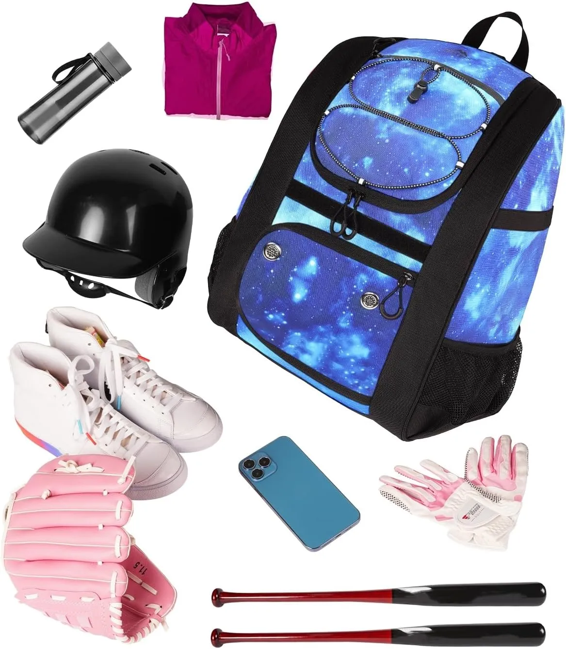 MATEIN Softball Bag, Lightweight Baseball Backpack with Shoe Compartment, Baseball Bag with Fence Hook for TBall Bat & Equipment, Softball Gifts Catchers Backpack for Women Fit Batting Glove, Helmet