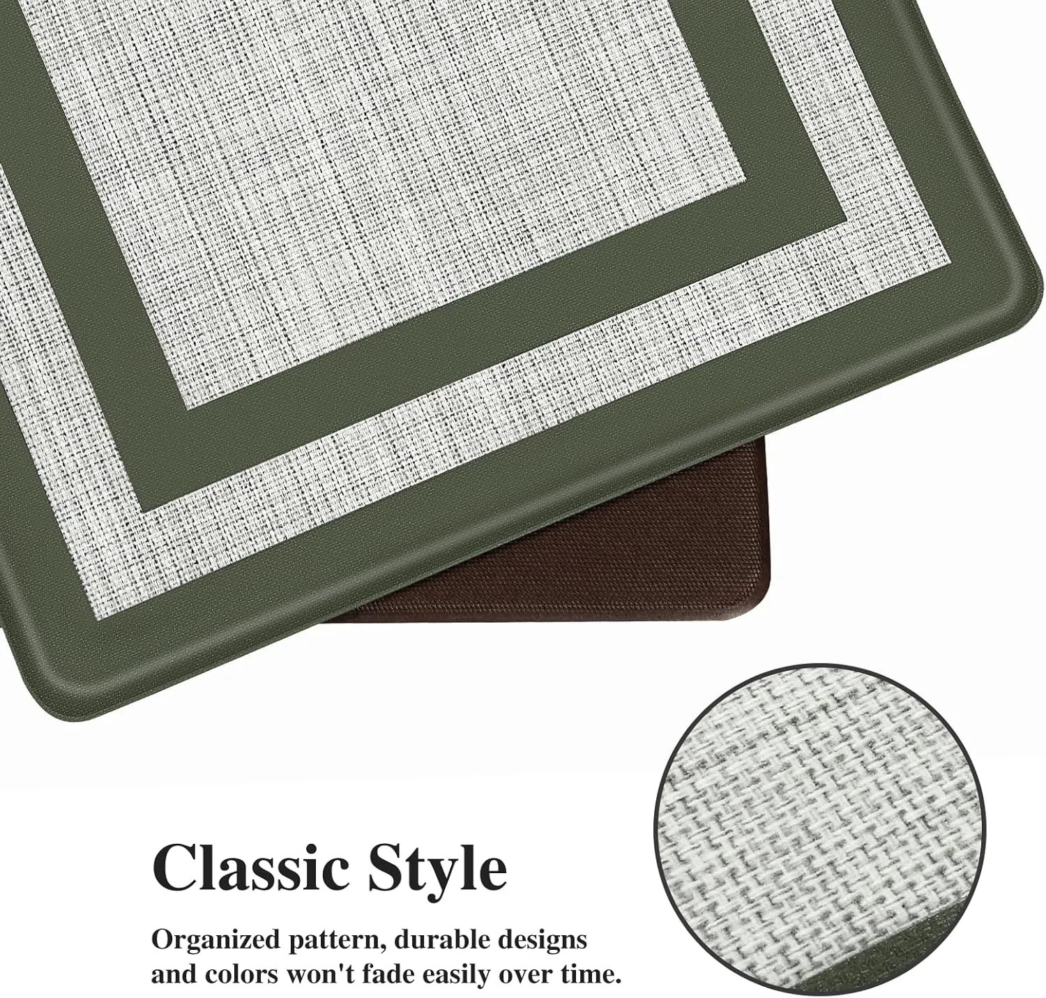 Mattitude Kitchen Mat [2 PCS] Cushioned Anti-Fatigue Non-Skid Waterproof Rugs Ergonomic Comfort Standing Mat for Kitchen, Floor, Office, Sink, Laundry,Green