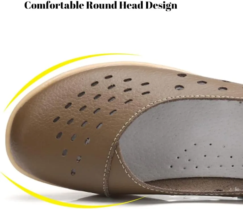 Maylrvjv Women’s Solid Flat Loafers Breathable Comfortable Hollow Out Walking Moccasins Slip On Driving Shoes