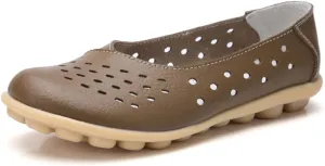 Maylrvjv Women’s Solid Flat Loafers Breathable Comfortable Hollow Out Walking Moccasins Slip On Driving Shoes