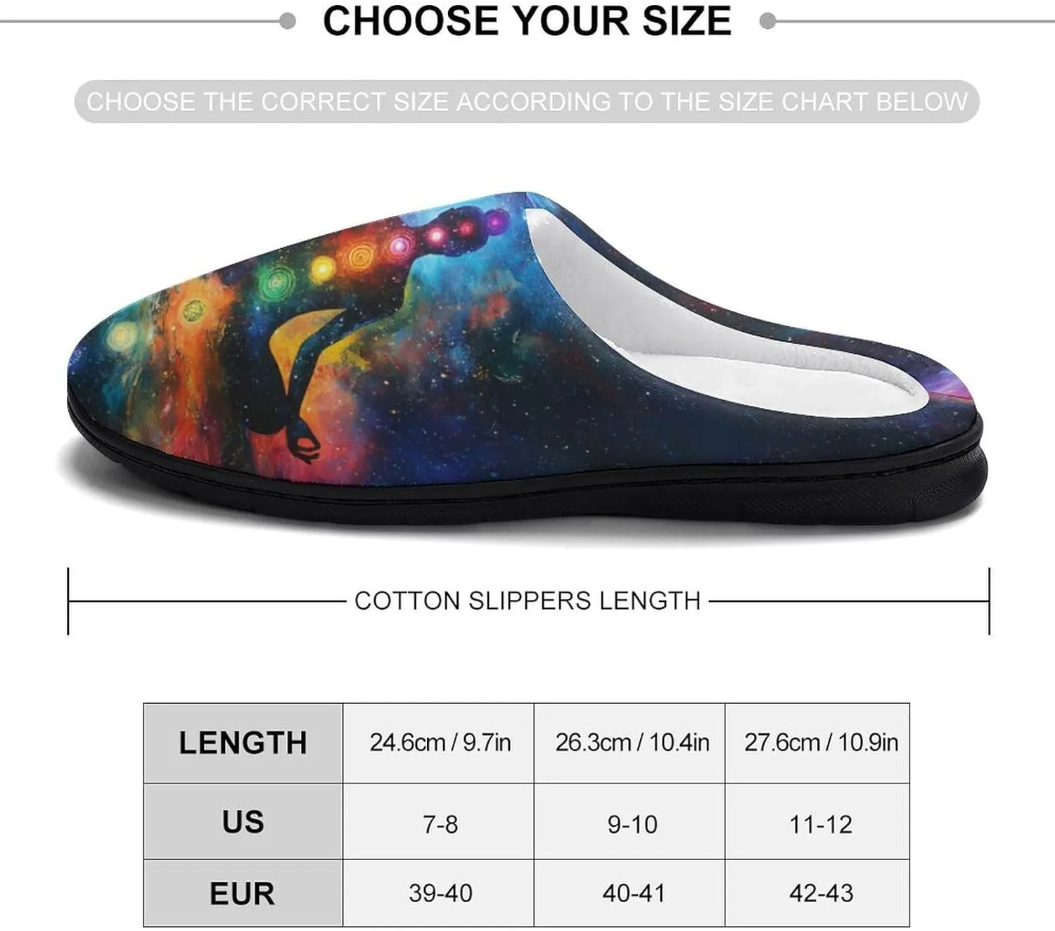 Meditating Cosmic Psychedelic Warm Slippers for Women Lightweight House Slipper Winter Indoor Outdoor