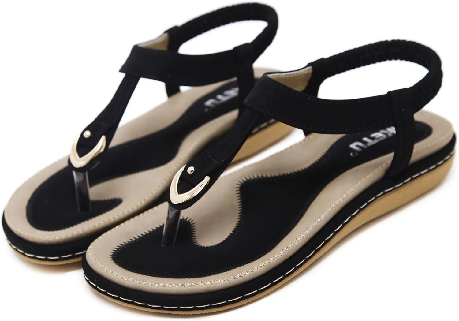Meeshine Women's Bohemia Flip Flops Summer Beach T-Strap Flat Sandals Comfort Walking Shoes