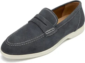 Meijiana Men's Genuine Leather Loafers Slip-On Moccasins Suede Dress Shoes, Lightweight and Breathable with Rubber Sole Stylish Mens Loafers
