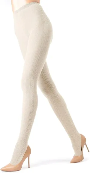 MeMoi Toronto Cable Cotton Tights for Women, Cozy and Breathable Warm Sweater Tights - Sizes S to XL