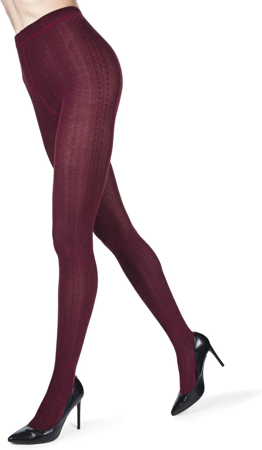 MeMoi Toronto Cable Cotton Tights for Women, Cozy and Breathable Warm Sweater Tights - Sizes S to XL