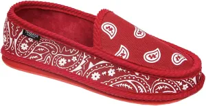 Men KS-002 Red Bandana Paisley Slip-On | Cozy, Colorful House Shoe Slippers | Ultra Cushion For Indoor and Outdoor