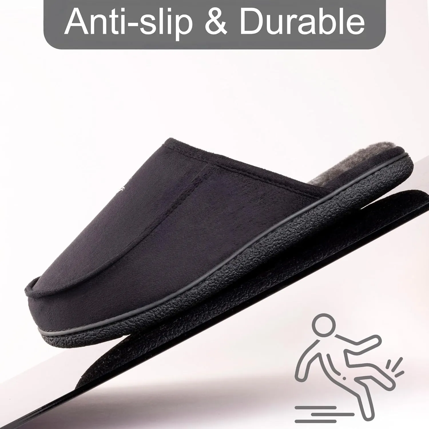 Men's 80D High Density Memory Foam House Slippers, Indoor Outdoor Slip On Clog House Shoes