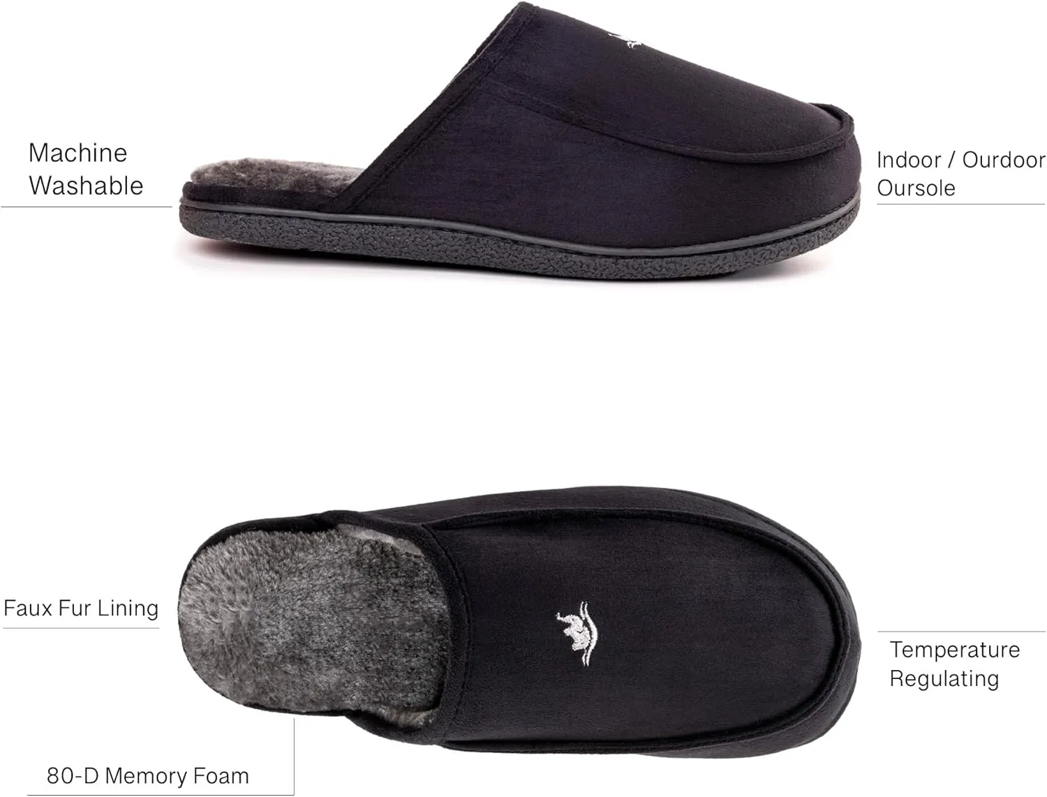 Men's 80D High Density Memory Foam House Slippers, Indoor Outdoor Slip On Clog House Shoes