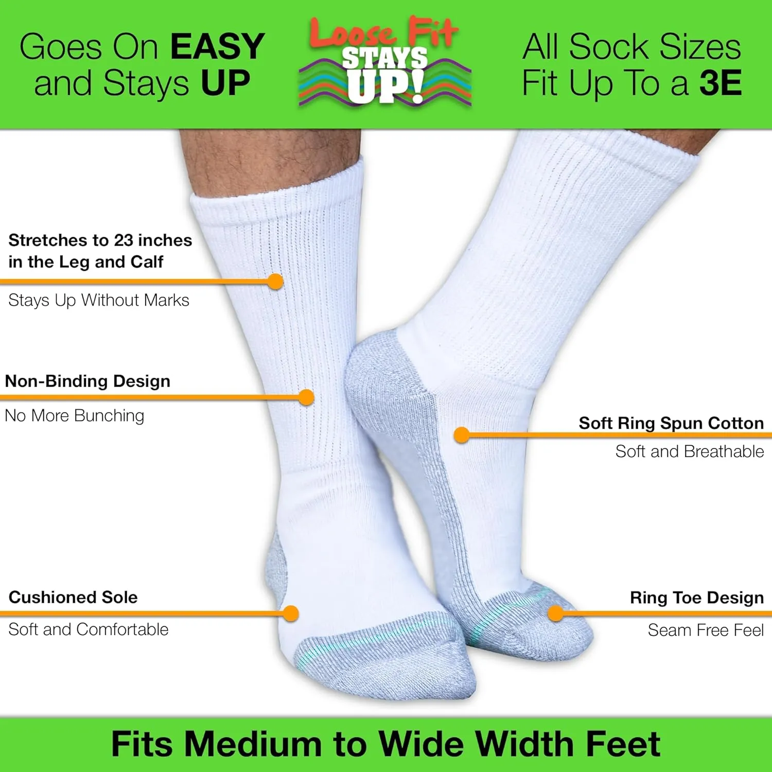 Men's and Women's Casual Crew Socks (Pack of 3) Made in USA! Cushioned Sole