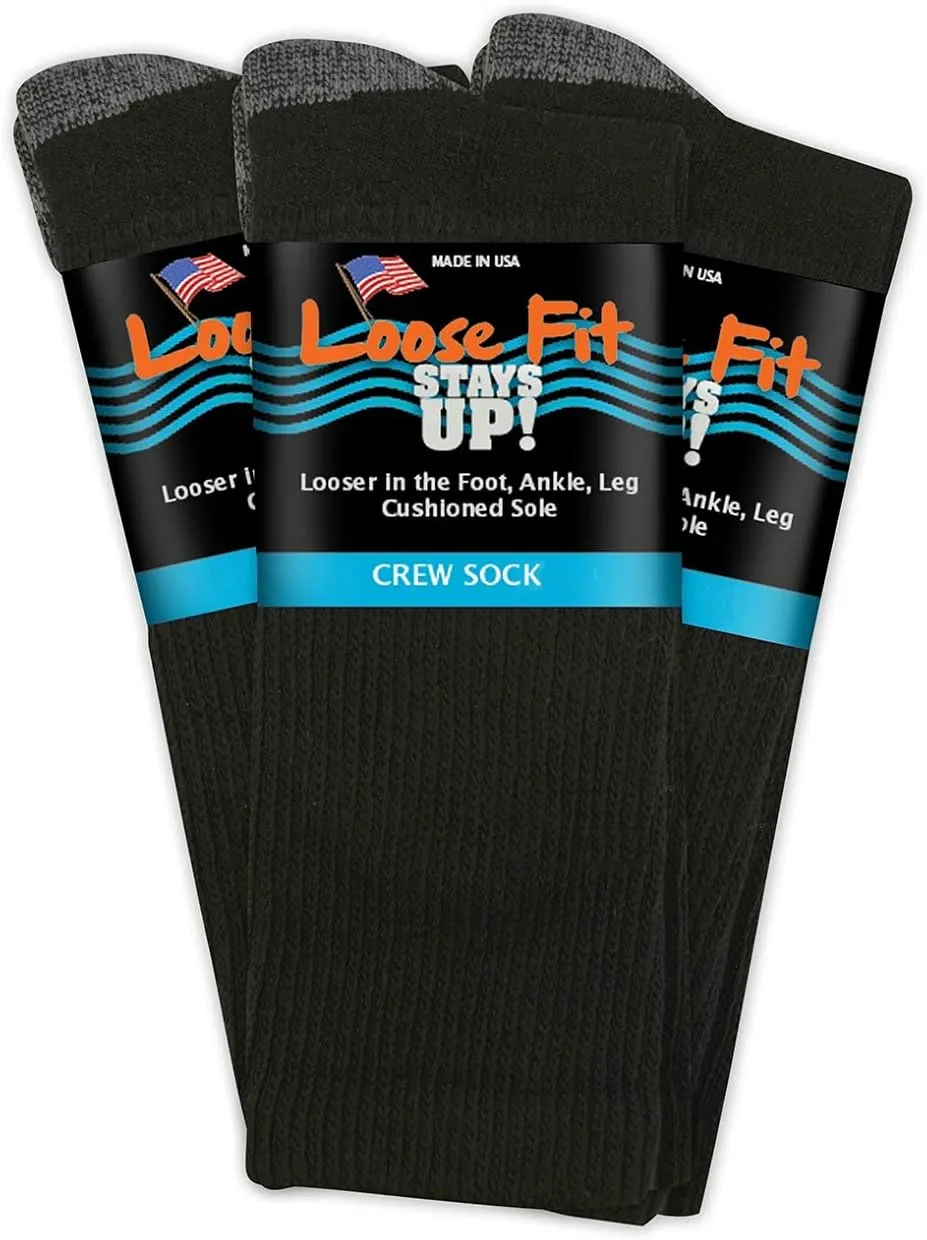 Men's and Women's Casual Crew Socks (Pack of 3) Made in USA! Cushioned Sole