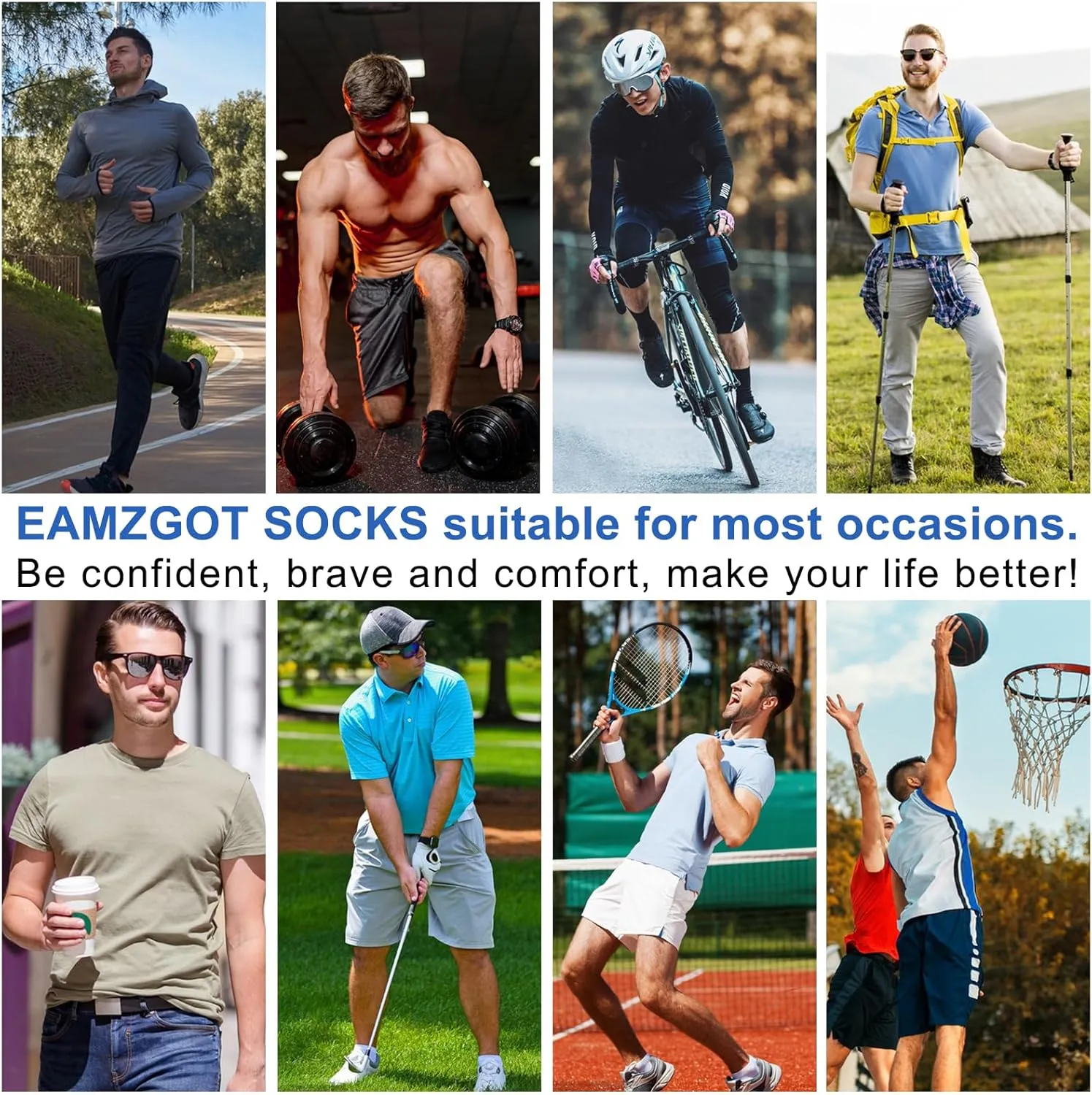 Men's Ankle Comfort Cushioned Anti-Blister Wicking Breathable Athletic Running Socks 5 Pairs