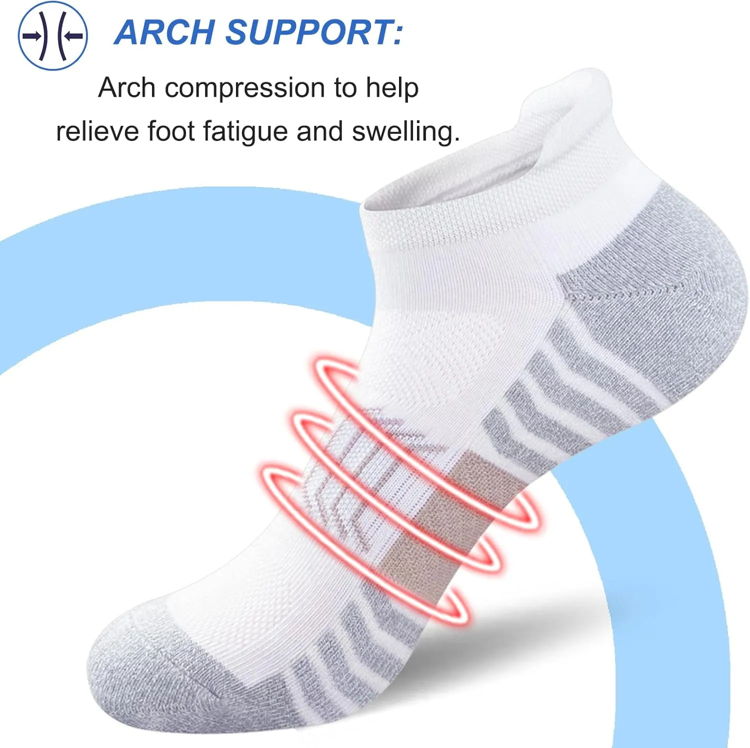 Men's Ankle Comfort Cushioned Anti-Blister Wicking Breathable Athletic Running Socks 5 Pairs