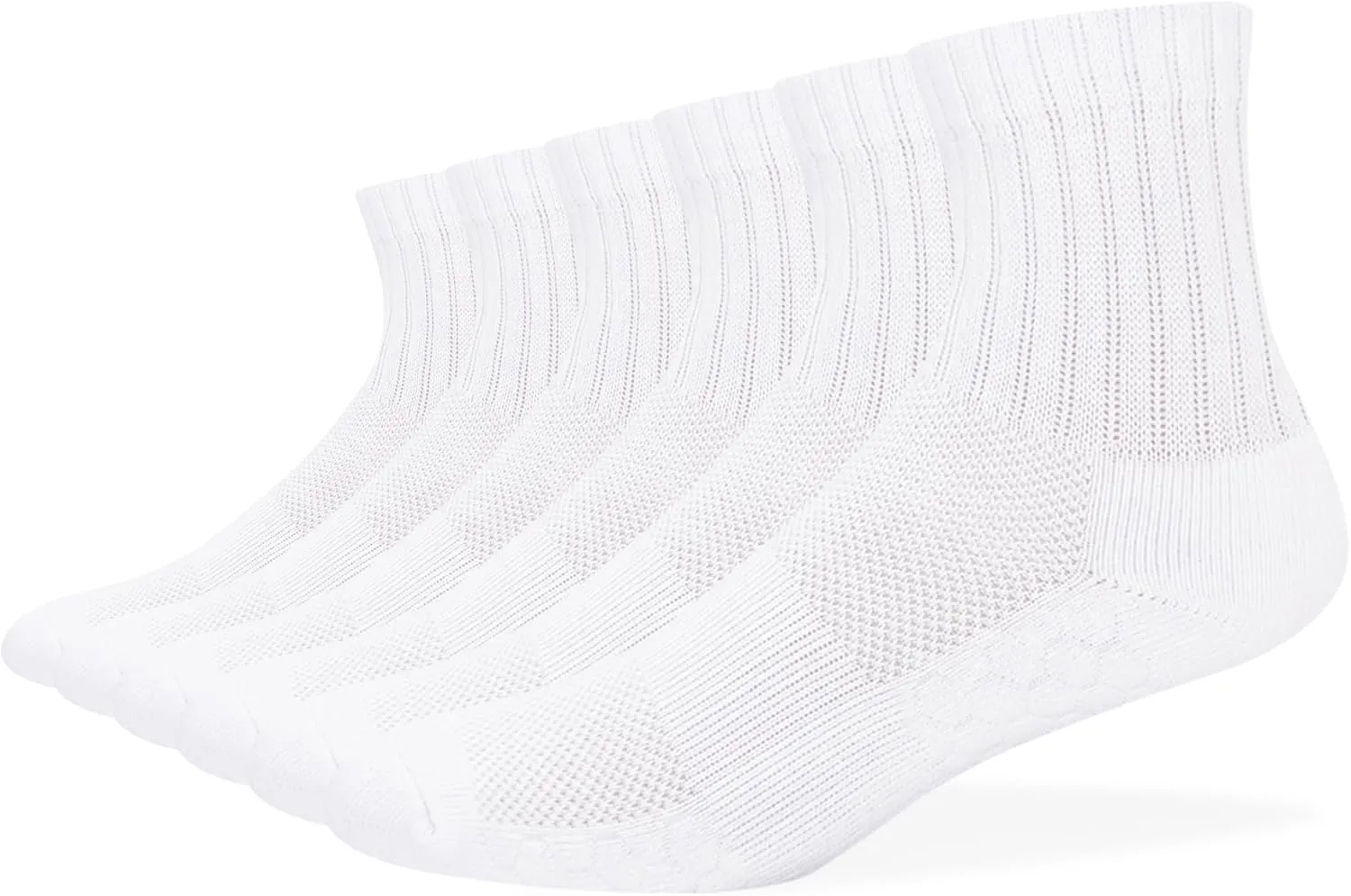 Men's Athletic Quarter Socks Cushioned Moisture Wicking with Arch Support Medium, 6 Pairs