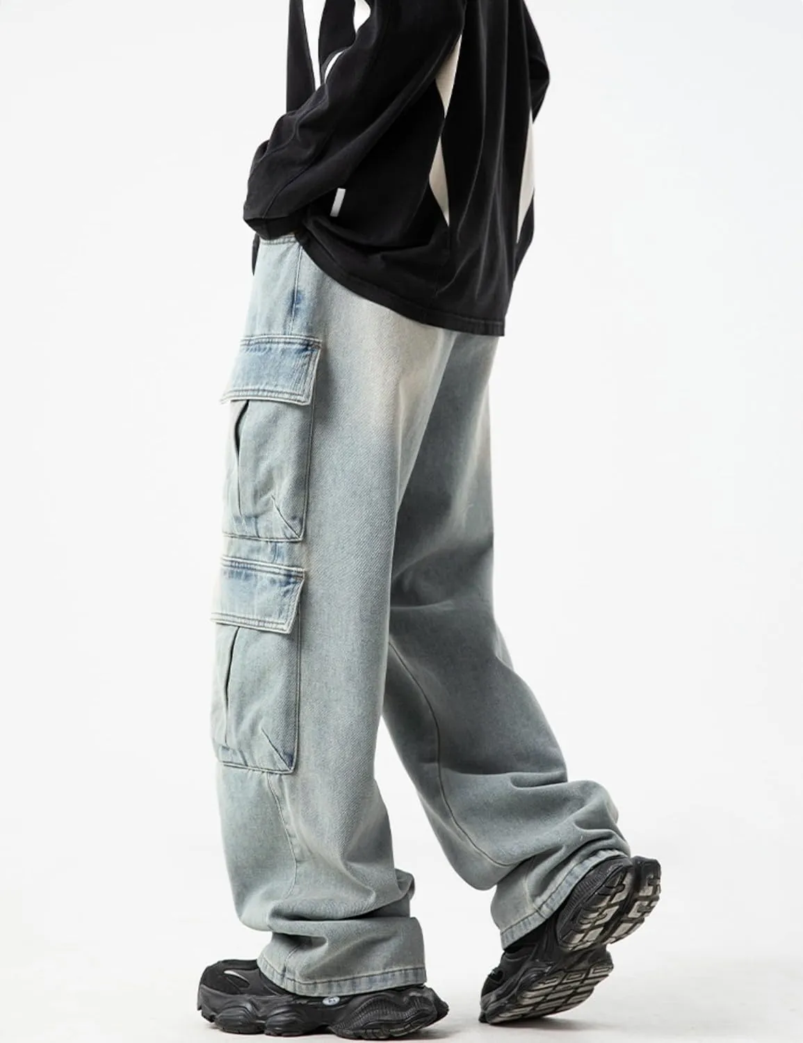 Mens Baggy Jeans Y2k Hip Hop Demin Cargo Pants Grunge Jnco Jeans Loose Fit Cargo Jeans Streetwear