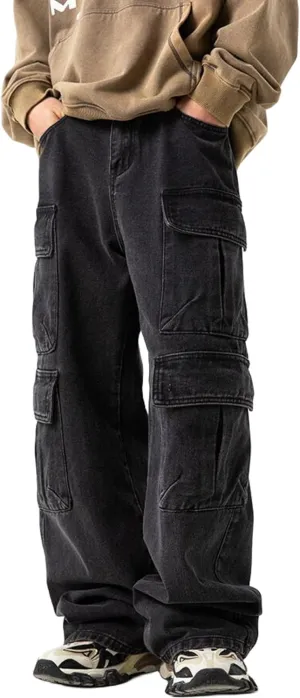 Mens Baggy Jeans Y2k Hip Hop Demin Cargo Pants Grunge Jnco Jeans Loose Fit Cargo Jeans Streetwear
