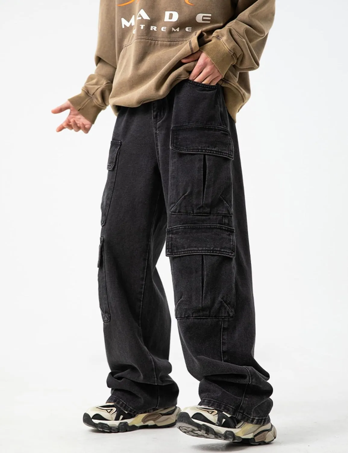 Mens Baggy Jeans Y2k Hip Hop Demin Cargo Pants Grunge Jnco Jeans Loose Fit Cargo Jeans Streetwear