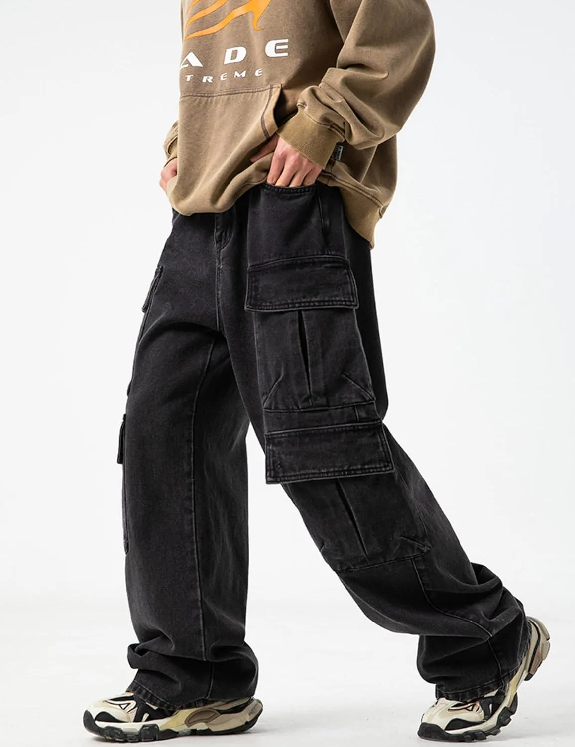 Mens Baggy Jeans Y2k Hip Hop Demin Cargo Pants Grunge Jnco Jeans Loose Fit Cargo Jeans Streetwear