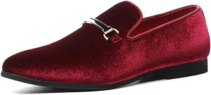 Mens Blue Dress Shoe Prom Velvet Loafers Red Wedding Shoes Horsebit Flat Driving Moccasin Shoes for Men