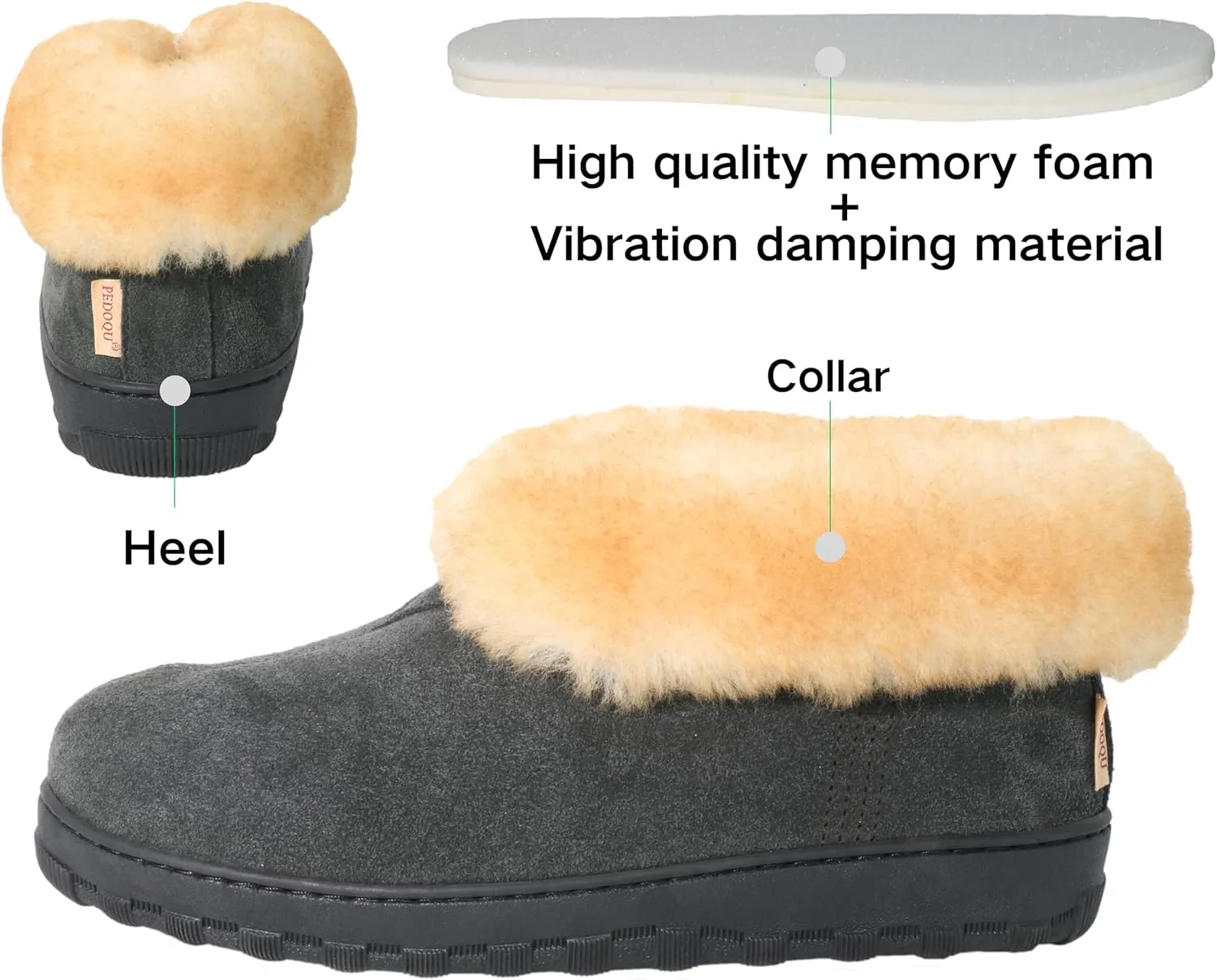 Men's Boot Indoor/Outdoor Memory Foam Alpine Camping Cozy Slipper House Shoe