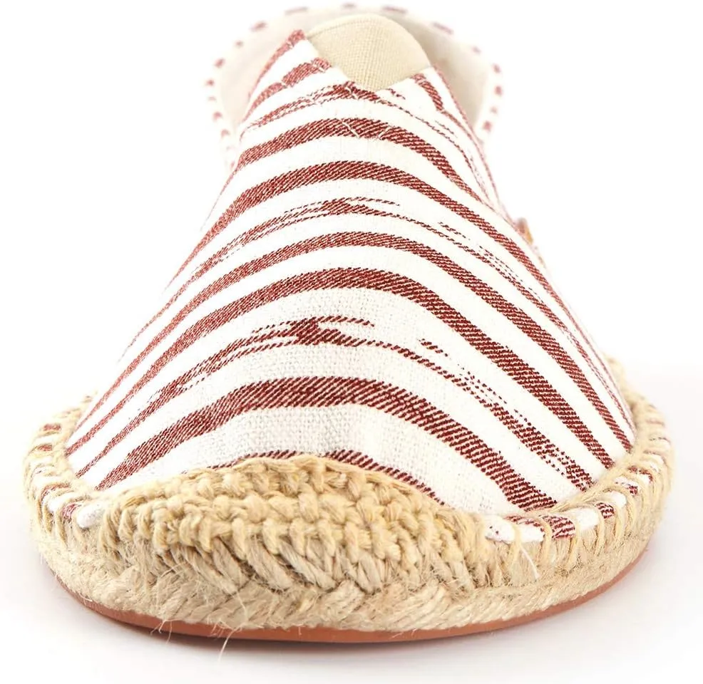 Men's Breathable Canvas Stripe Slip on Flat Espadrilles