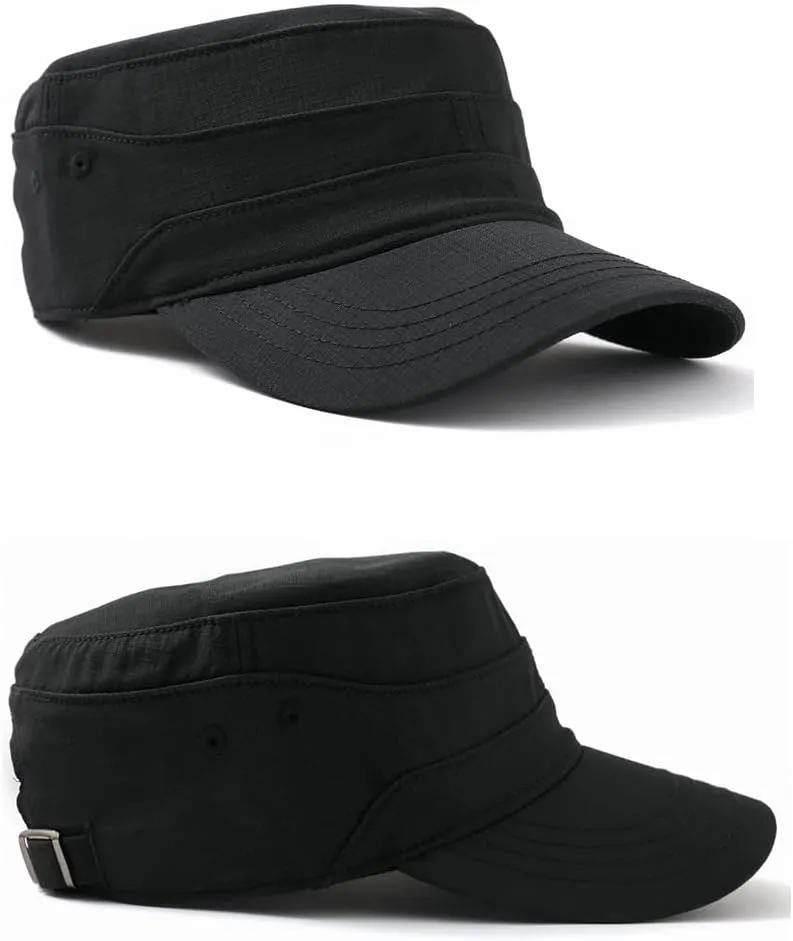 Men's Breathable Mesh Military Caps Cadet Army Cap Summer Flat Top Cap