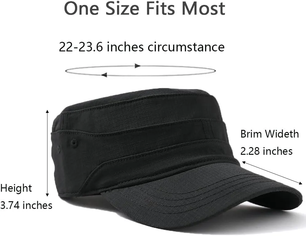 Men's Breathable Mesh Military Caps Cadet Army Cap Summer Flat Top Cap