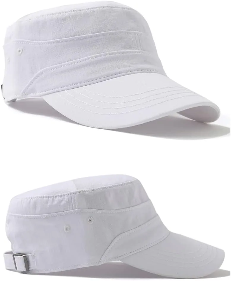 Men's Breathable Mesh Military Caps Cadet Army Cap Summer Flat Top Cap