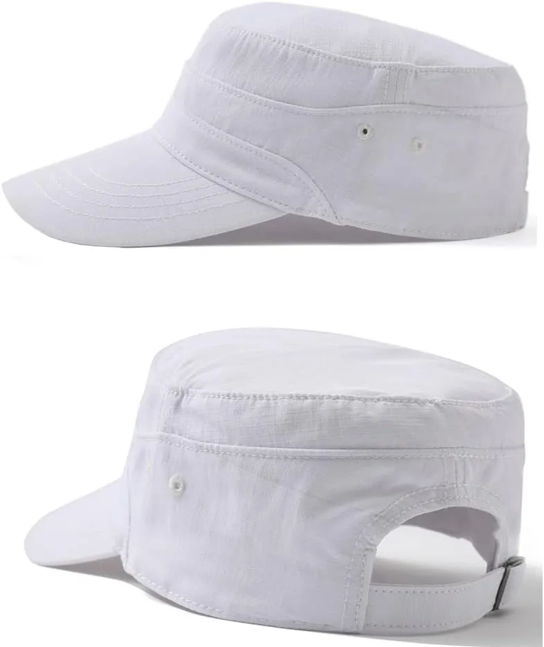 Men's Breathable Mesh Military Caps Cadet Army Cap Summer Flat Top Cap
