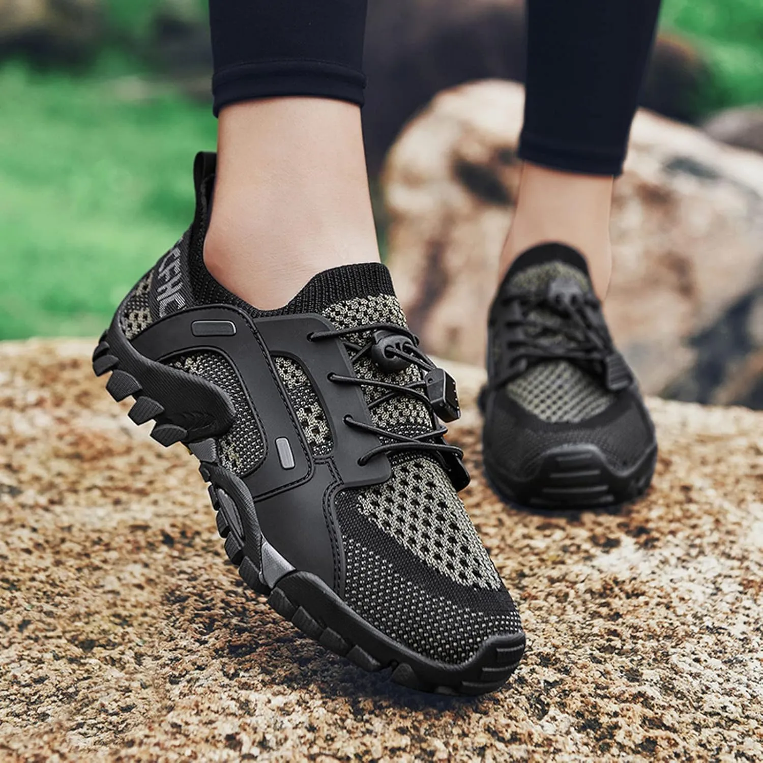 Men's Breathable Stretch Workout Shoes Lace Up Comfortable Light-Weight Shoe Breathable Diabetic Shoes for Men