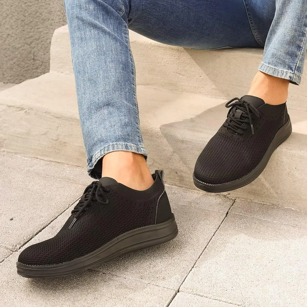 Men's Casual Dress Sneakers Oxfords Business Mesh Breathable Walking Shoes Comfortable