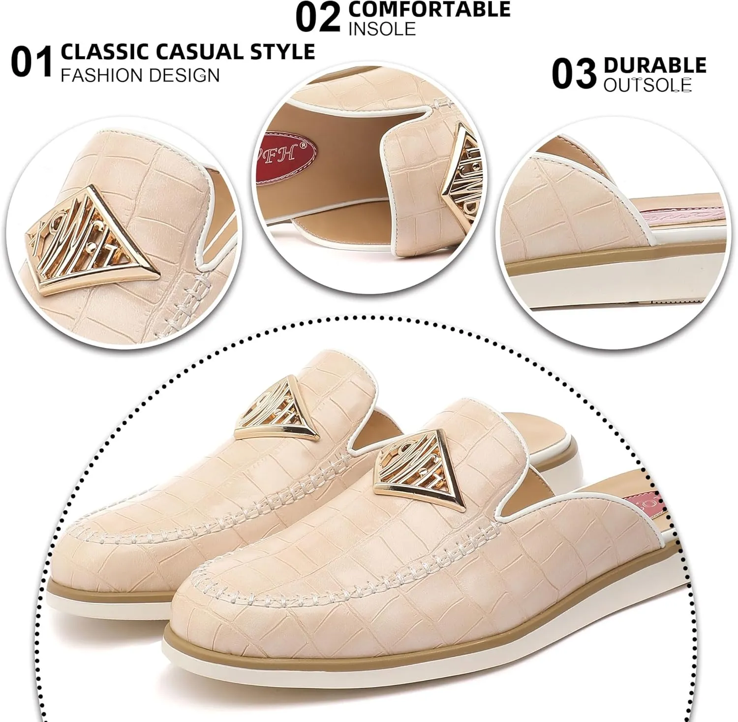 Men's Casual Slip-on Mule Loafer,Mens Fashion Backless Dress Slippers Comfy Lightweight Walking Penny Shoes for Men