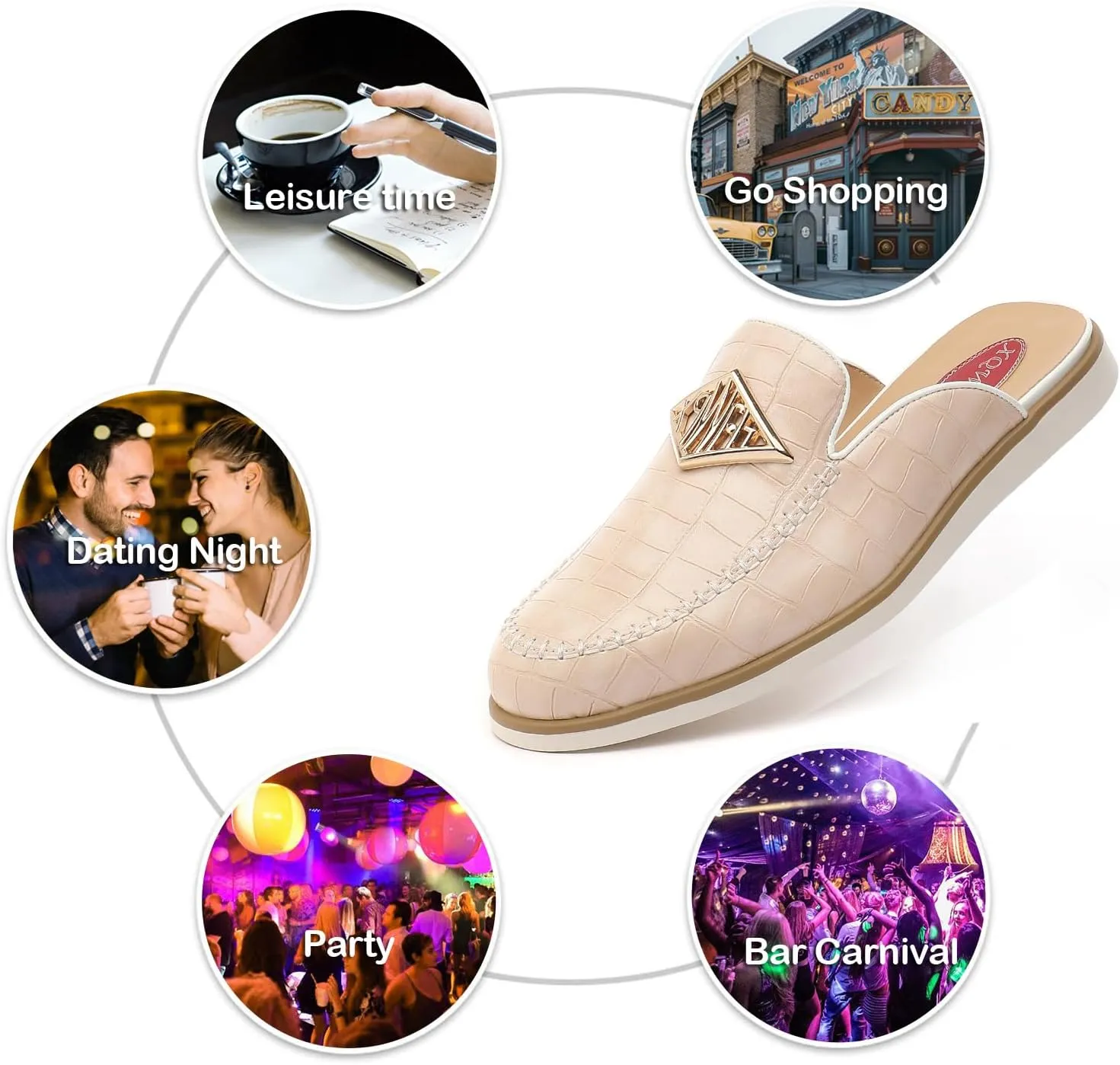 Men's Casual Slip-on Mule Loafer,Mens Fashion Backless Dress Slippers Comfy Lightweight Walking Penny Shoes for Men