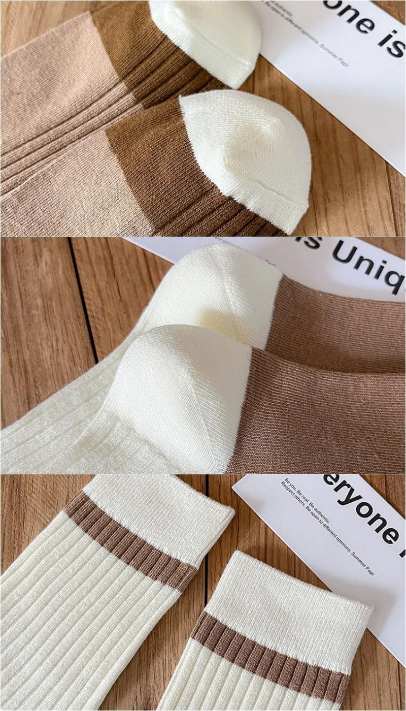 Mens Cotton Crew Socks Casual Socks Knit Breathable Dress Socks Solid Color Athletic Socks for Men