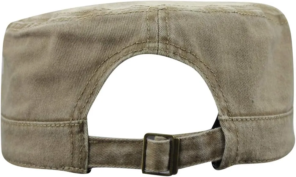 Men's Cotton Flat Top Peaked Baseball Twill Army Military Corps Hat Cap Visor