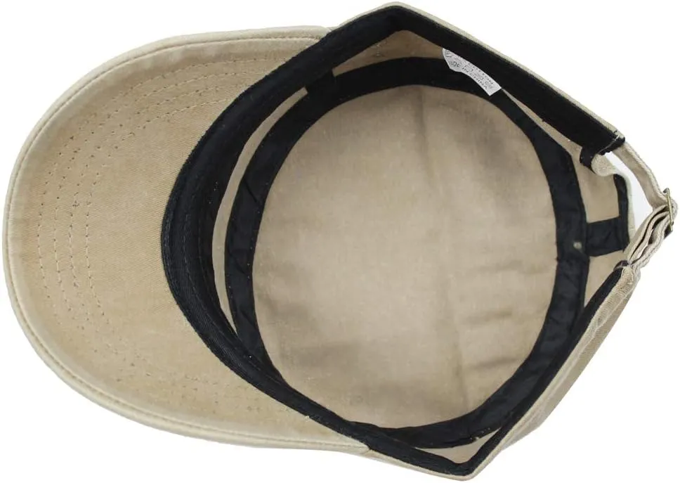 Men's Cotton Flat Top Peaked Baseball Twill Army Military Corps Hat Cap Visor