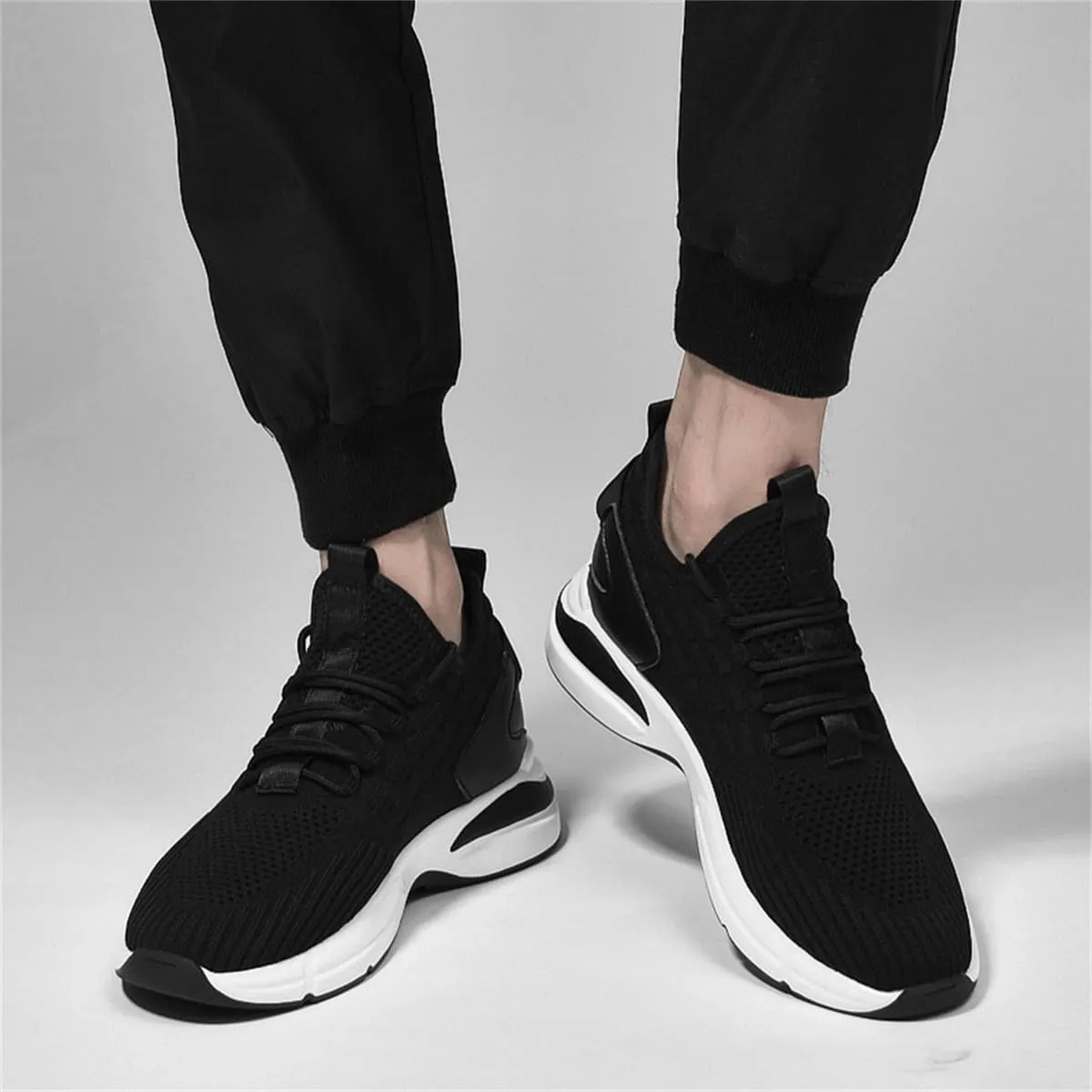 Mens Elevator Shoes, Non Slip Lightweight Business Fashion Trainers Breathable Mesh Height Increasing Sneakers
