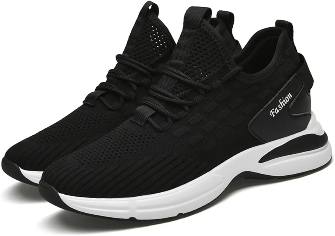 Mens Elevator Shoes, Non Slip Lightweight Business Fashion Trainers Breathable Mesh Height Increasing Sneakers