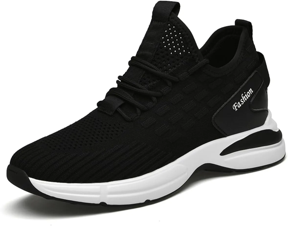 Mens Elevator Shoes, Non Slip Lightweight Business Fashion Trainers Breathable Mesh Height Increasing Sneakers