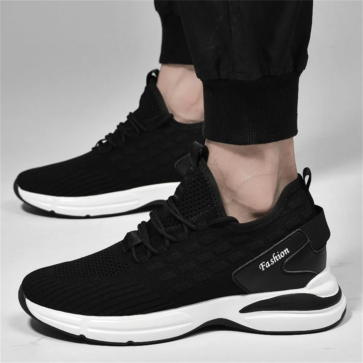 Mens Elevator Shoes, Non Slip Lightweight Business Fashion Trainers Breathable Mesh Height Increasing Sneakers