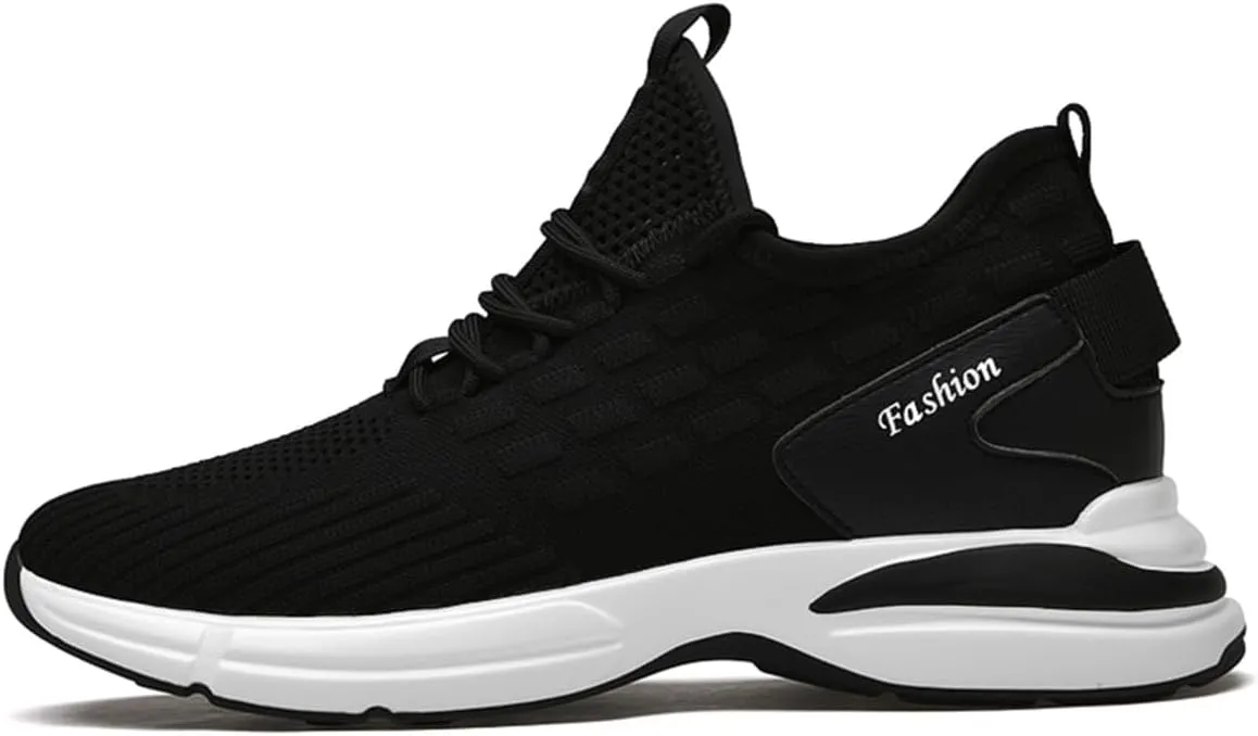 Mens Elevator Shoes, Non Slip Lightweight Business Fashion Trainers Breathable Mesh Height Increasing Sneakers