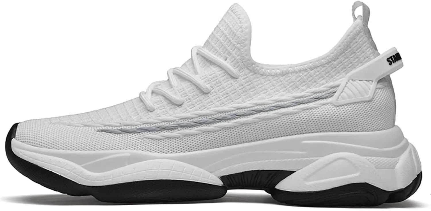 Men's Fashion Solid Color Mesh Fabric Inside Heightening Sports Shoes Casual Breathable Running Shoes Mens Sneaker Boot Hiking