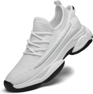 Men's Fashion Solid Color Mesh Fabric Inside Heightening Sports Shoes Casual Breathable Running Shoes Mens Sneaker Boot Hiking