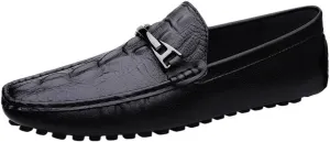 Mens Faux Crocodile Leather Loafers Slip On Shoes Flexible Lightweight Comfortable for Dress Casual Prom Wedding