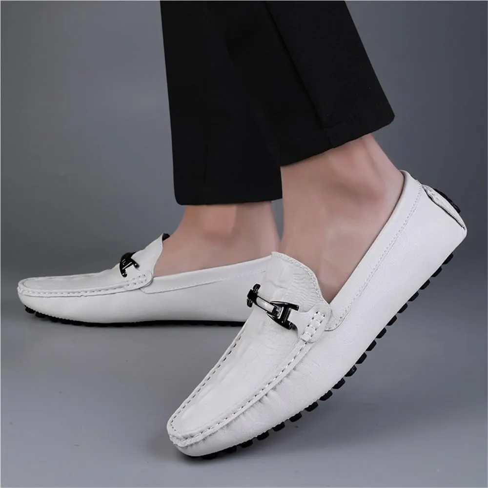 Mens Faux Crocodile Leather Loafers Slip On Shoes Flexible Lightweight Comfortable for Dress Casual Prom Wedding