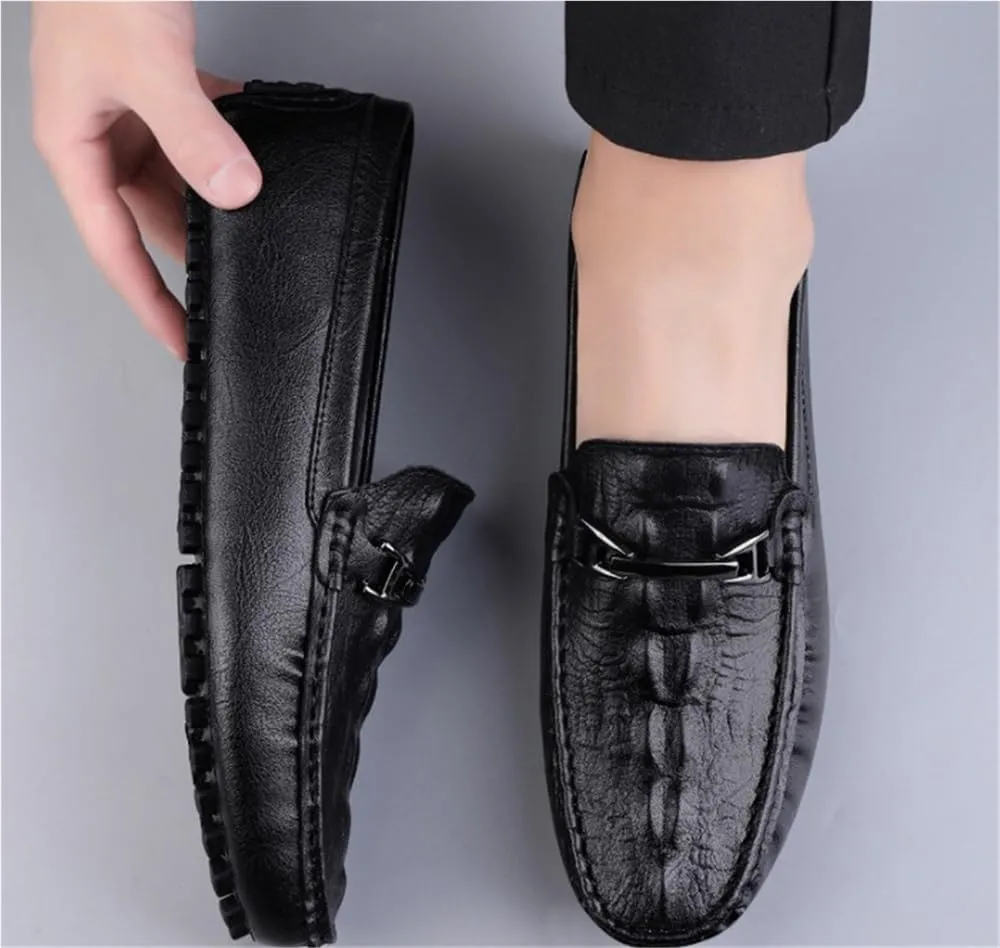 Mens Faux Crocodile Leather Loafers Slip On Shoes Flexible Lightweight Comfortable for Dress Casual Prom Wedding