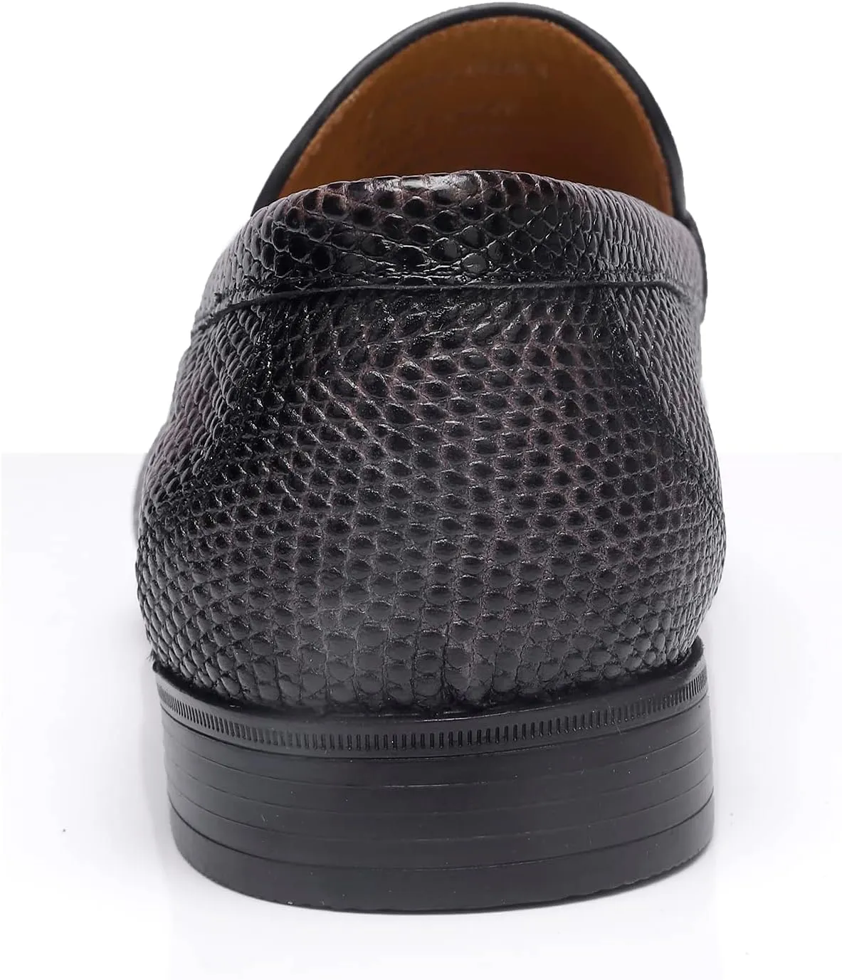 Mens Genuine Dress Shoes, Premium Crocodile Print Leather Slip-on Casual Shoes Penny Loafers for Mens, Black
